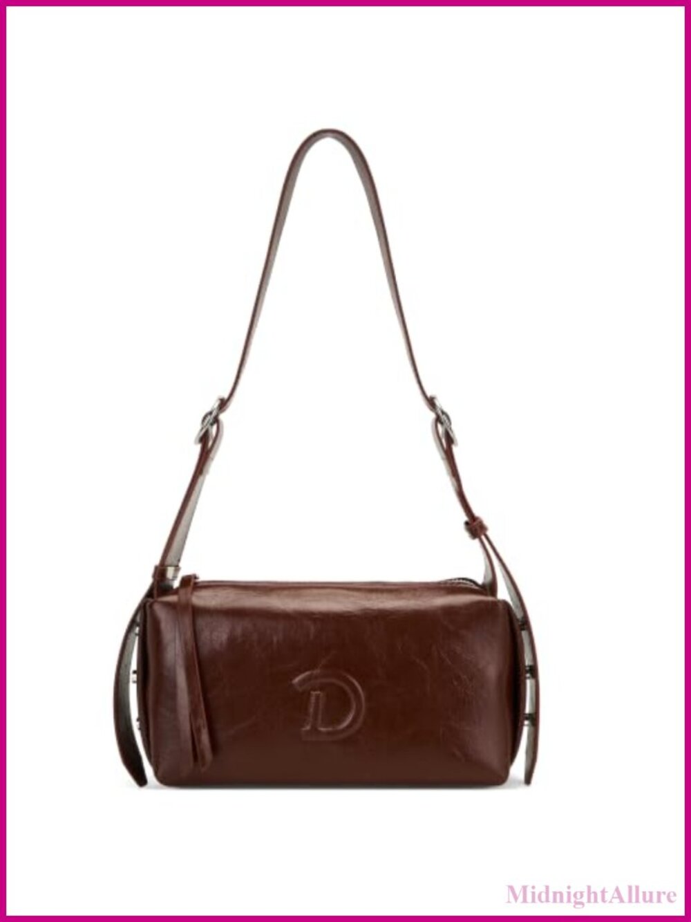 Vegan Leather Hobo Shoulder Bag Crinkle Adjustable Strap Zipper